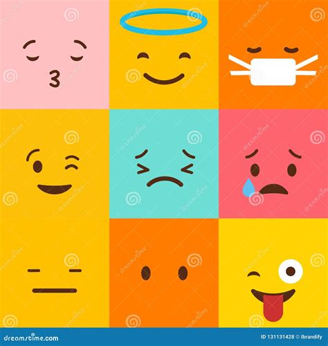 Vector Cuadrado Colorido Del Sistema De Los Emojis Ilustración Del
