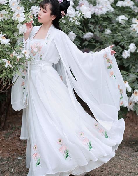 Traditional Chinese Tang Dynasty Court White Hanfu Dress Ancient Peri Princess Embroi Chinese