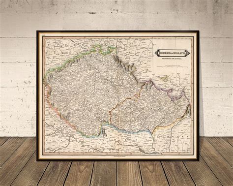 Old Map Of Bohemia Moravia Map Historical Map Print On Paper Or Canvas