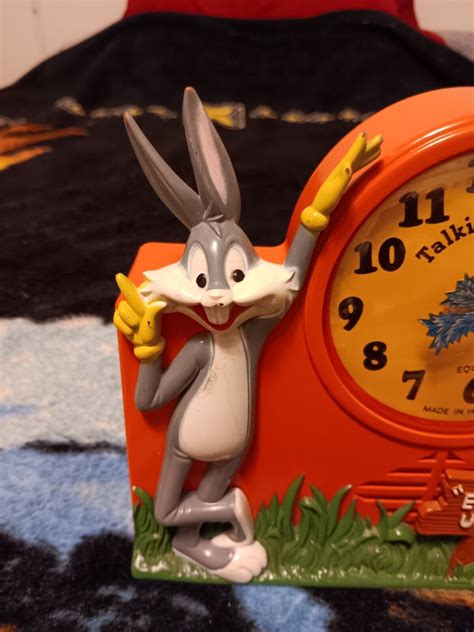 Vintage Orange Janex 1974 Bugs Bunny Wind Up Talking Alarm Clock