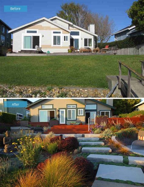 Before And After Photos Of A Modern Water Side Landscape Remodel In