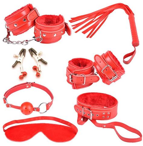 Wistiti Bondage Set 7 Kits For Foreplay Sex Games Fur Handcuffs Eyeshade Ankle Cuff Collar