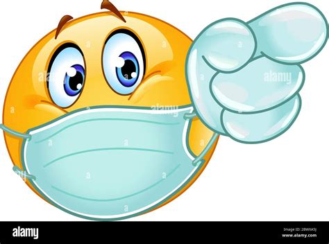 Emoji Emoticon With Medical Mask Over Mouth And Disposable Gloves
