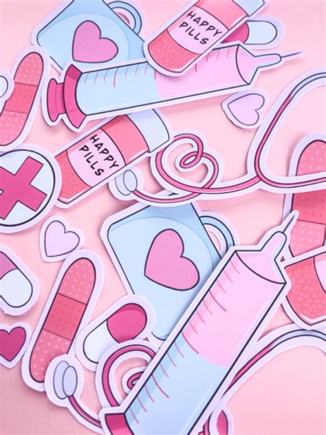 Cute Medical Themed Self Care Sticker Pack Etsy In 2020 Medical Theme Medical Wallpaper
