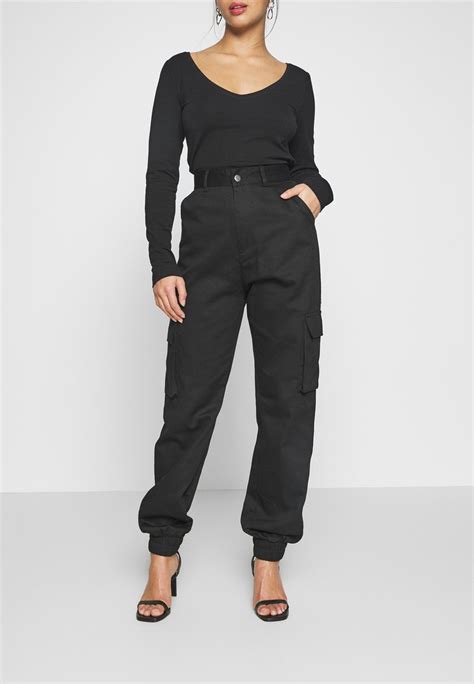 Missguided Petite Plain Cargo Trouser Cargo Trousers Black