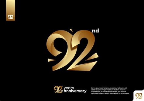 Premium Vector Number 92 Gold Logo Icon Design 92nd Birthday Logo