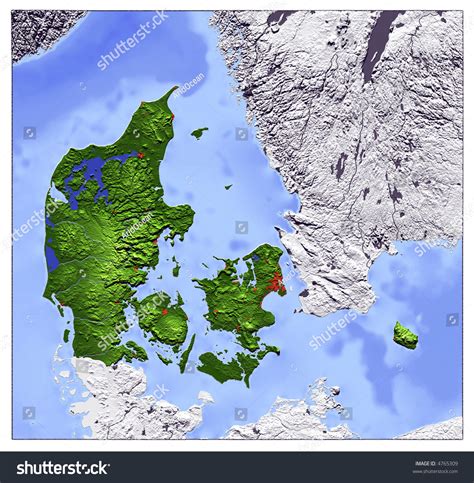 3d Relief Map Denmark Seen Above Stock Illustration 4765309 Shutterstock