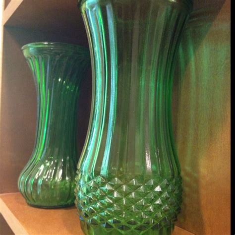 Home D Cor Vintage Hoosier B Green Glass Vase Vintage Mcm Vases
