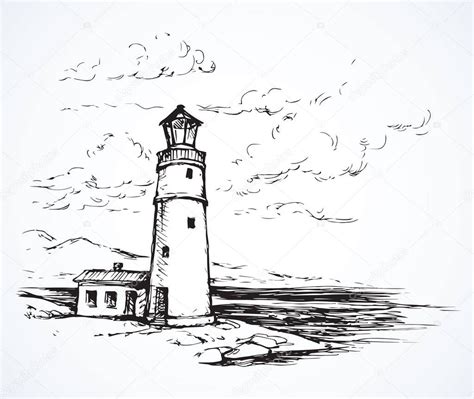 Lighthouse Vector Drawing — Stock Vector © Marinka 194627014