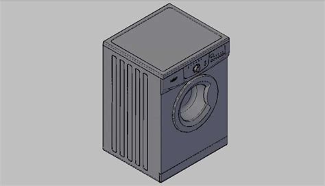 Whirlpool Washing Machine 3d Elevation Block Cad Drawing Details Dwg