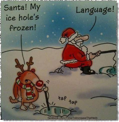 Funny Ice Fishing Cartoon Santa And The Frozen Language