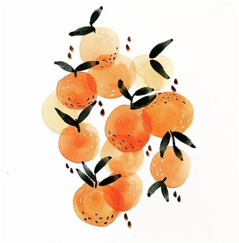 An Image Of Oranges With Leaves Hanging From The Branches On A White