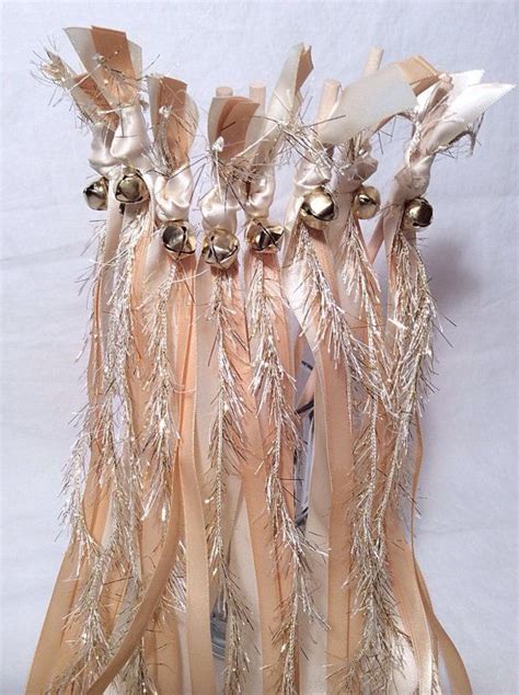 50 Wedding Wands Ivory With Bells Ribbon Streamer Send Off Wedding Pews