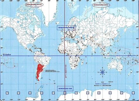 Ecuador y Meridiano de Greenwich Cartografía Geograficos Planisferios
