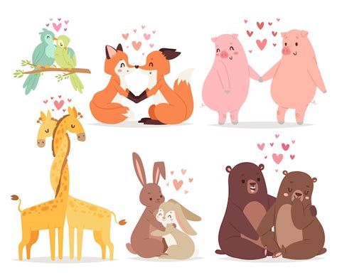 Premium Vector Animals Couple In Love Valentines Day Holiday Vector