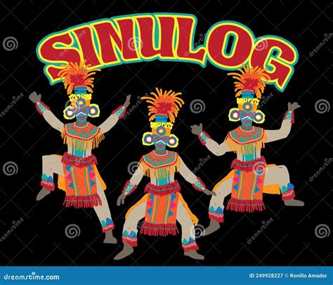 Philippine Cebu Festival Sinulog Celebration Fiesta Cartoon Vector