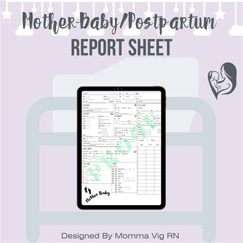 Mother Baby Report Sheet Postpartum Sbar Postpartum Report Etsy