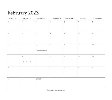 February 2023 Calendar Templates