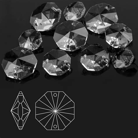 2 Hole Octagon Prism Clear Faceted Crystal Glass Beads Etsy