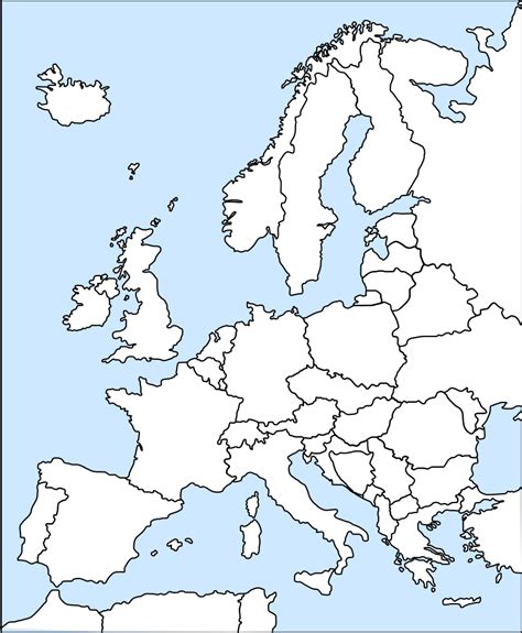 Die karte enthält keine ländernamen, damit sie im unterricht für eine übung genutzt werden kann, z.b. File:Bubba europe outline.svg - Wikimedia Commons