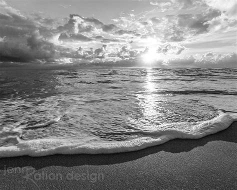 Black And White Beach Photography Sunrise Beach Photo Waves Etsy