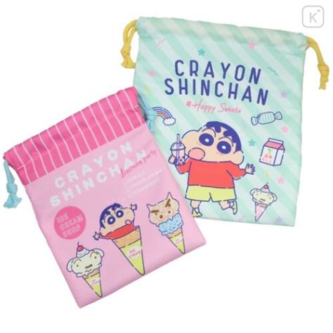 Japan Crayon Shin Chan Drawstring Bag Ice Cream Kawaii Limited