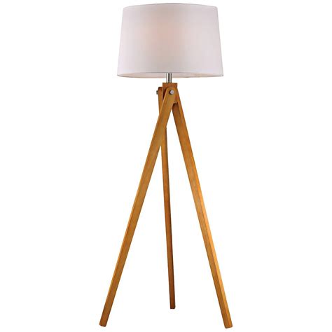 Natural Wood Modernized Tripod Floor Lamp 7r249 Lamps Plus