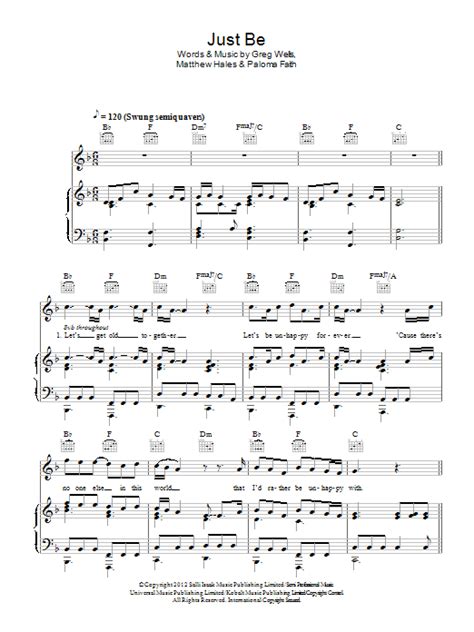Paloma Faith Just Be Sheet Music Notes Download Printable Pdf Score