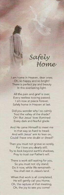 Safely Home In Heaven Occasions Death And Funerals Funeral Poems