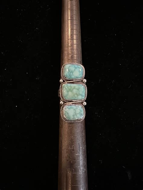 Navajo Will Denetdale Kingman Turquoise Ring Sterling Silver Size 8 EBay