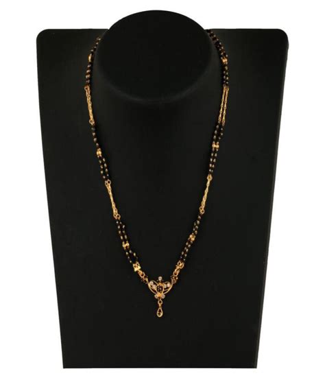 Indian Mangalsutra 22k Gold Plated Black Beads 18 Traditional Necklace