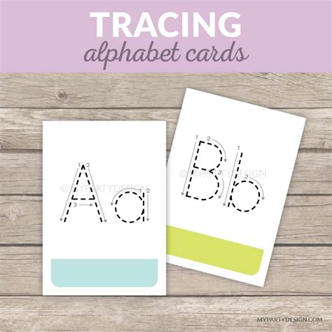 Alphabet Tracing Cards Learning Printable My Party Design
