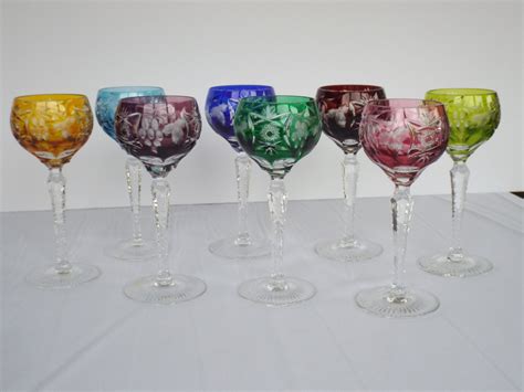 Ajka Marsala Crystal Set Of 8 Multicolor Hock Wine Glasses 4