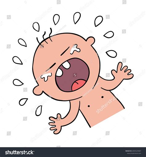 Cartoon Baby Crying Vector Illustration Colored เวกเตอร์สต็อก ปลอดค่า