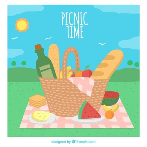 Picnic Time Background Vector Free Download