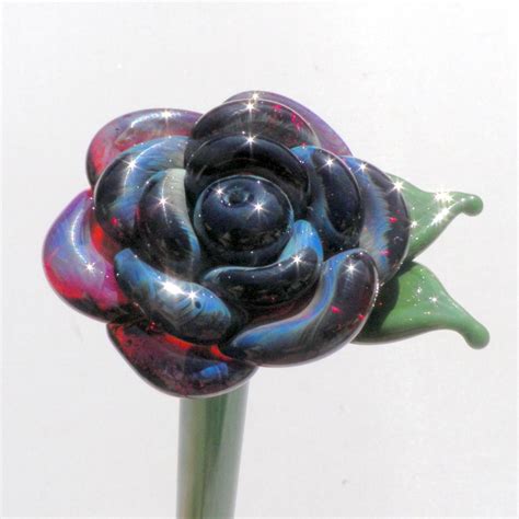 Custom Glass Rose Long Stemmed Flower Forever Untamed Rose Hand Blown