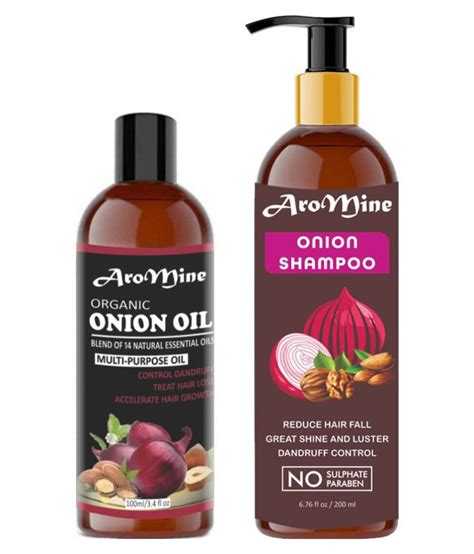 Aromine Onion Oil And Onion Shampoo For Hair Fall Control Growth 300 Ml