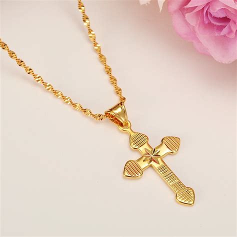 Bangrui Queen Unisex Gold Cross Pendant Necklace Trendy Necklace For