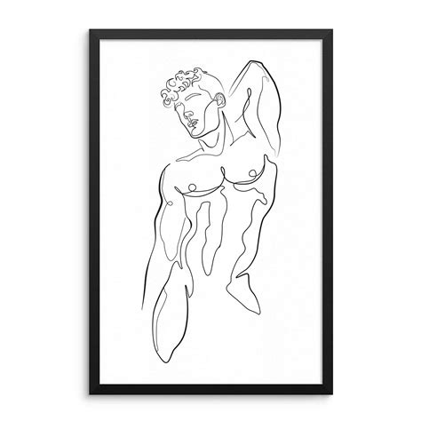Buy Abstract Male Nude Line Art Minimal Nude Wall Art Muscle Erotic Art Prints Male Body