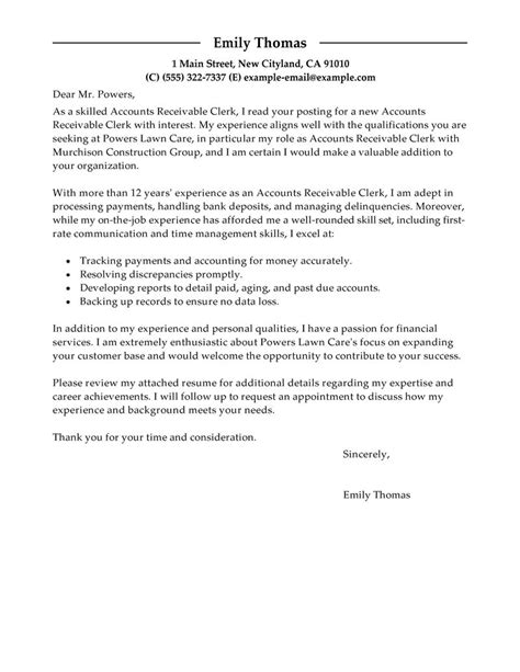 I am writing to express my interest in the accounting specialist position at crane & jenkins. Leading Professional Accounts Receivable Clerk Cover ...