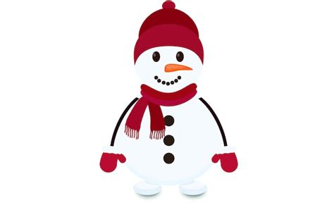 Premium Vector Snowman With Hat Scarf And Wool Gloves
