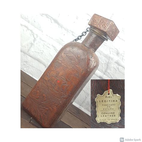 Vintage Genuine Leather Wrapped Liquor Decanter Spanish Etsy