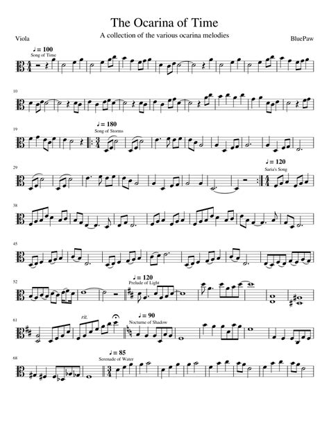 The Ocarina Of Time Viola Solo Viola Sheet Music Cello Sheet Music