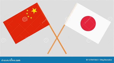 the crossed japan and china flags official colors stock vector illustration of double
