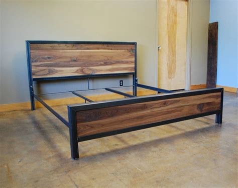 Kraftig Bed Number 4 With Walnut Etsy Welded Furniture Steel Furniture Industrial Furniture