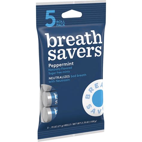 Breath Savers Peppermint Flavored On The Go Candy Sugar Free Breath