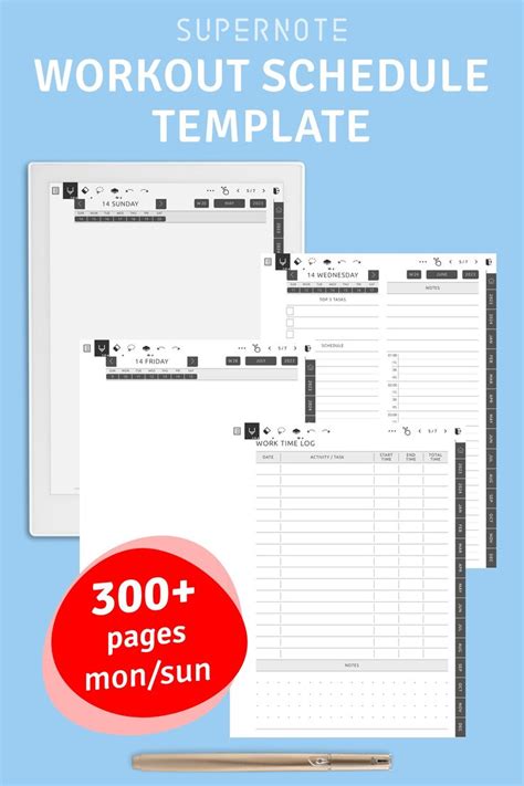 Supernote Workout Schedule Template Schedule Templates Aesthetic