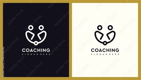 Coaching Logo Design Minimalist Outline Illustration Editable