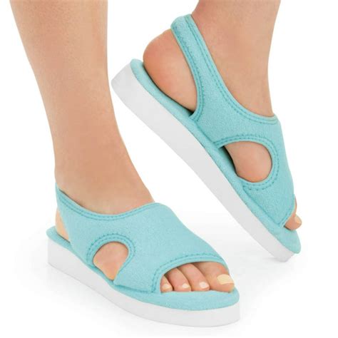 collections etc open toe terry cloth slippers blue