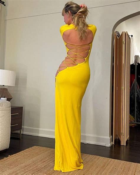 Heidi Klum Showing Off Her Legs And Booty In A Yellow Dress With No Panties From Her Instagram